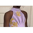 Robe de Patinage Artistique Femme Fille Patinage Robes Violet Claire Patchwork Dos ouvert Maille Spandex Haute élasticité Entraînement Professionnel Compétition Tenue de Patinage Classique Cristal