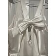 Robes de Mariage Simples Décontractées A-Line Décolleté en V Sans Manches Traîne Balayage Satin Robes de Mariée Avec Poche