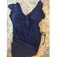 Maillot de bain une pièce pour femmes monokini côtelé sexy avec jupe contrôle du ventre taille haute slim sans dos vêtements de plage de vacances couleur unie en V manches courtes