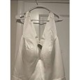 Robes de Mariage Simples Décontractées A-Line Décolleté en V Sans Manches Traîne Balayage Satin Robes de Mariée Avec Poche