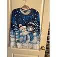 Camiseta de Navidad para mujer gráfico moda vintage elegante de manga larga cuello redondo regular estampado diario fin de semana blanco rojo azul primavera otoño invierno
