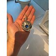 Reloj de bolsillo azul estrellado con esfera romana colgante de bronce caja hueca reloj de bolsillo de cuarzo steampunk collar vintage relojes colgantes souvenirs para hombres y mujeres