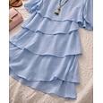 Mujer Mini vestido Vestido de raso Vestido Invitada Boda Vestido Escalonado Moda Moderno Exterior Festivos Noche Ajuste regular Plano Media Manga Cuello Barco Azul Piscina Negro Rosa Primavera Otoño