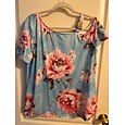 Mujer Camiseta Camiseta superior Estampado Floral Graphic Moda Clásico Casual Manga Corta Un Hombro Tops regulares Diario Noche Fin de semana Azul Piscina Amarillo Morado Verano Primavera