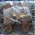 Sandalias sin cordones doradas con adornos de diamantes de imitación para mujer, elegantes zapatos planos de verano para playa, ropa informal y vacaciones