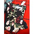 Blusa de mujer negra con estampado floral, mangas de gasa elástica, escote barco, informal, cómoda, para primavera, verano, otoño y vacaciones.