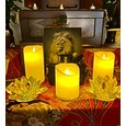 Velas LED sin llama parpadeantes velas de pilar con control remoto y temporizador operación a batería 3D mecha cera real luz cálida marfil velas de pilar LED para decoración de Halloween interior set