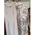 Mujer Longitud del té Vestido Cóctel Conjunto de vestido Vestido Invitada Boda Vestido de una línea Elegante Formal Boda Fiesta Ajuste regular Floral Manga Larga Cuello Barco Gris rosa Verano