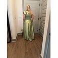 Corte A Funda Columna Hasta el Suelo Bordado con cuentas Vestido Invitada Boda Vestido formal Vestido de Madrina Sin Mangas Un Hombro Elegante Vintage Lujoso Formal Satén con Lazo(s) Apliques