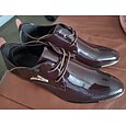Zapatos oxford de charol para hombre: elegantes zapatos de vestir formales con cordones y diseño texturizado para negocios y ocasiones especiales
