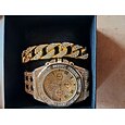 2pcs/set Reloj de Cuarzo Deportivo y de Negocios para Hombres  Pulsera de Acero Inoxidable Set de Regalo para Hombres