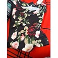 Blusa de mujer negra con estampado floral, mangas de gasa elástica, escote barco, informal, cómoda, para primavera, verano, otoño y vacaciones.