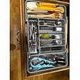 Organizador de cajón grande para cubiertos, bandeja expandible para utensilios de cocina, soporte para cubiertos y cubiertos sin BPA, almacenamiento de plástico ajustable para cucharas, tenedores y