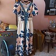 Mujer Vestido informal Vestido Midi Eco Verde arena cálida Azul Piscina Manga Corta Geométrico Verano Escote en Pico Estampado XS S M