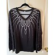 Mujer Blusa Lentejuelas Plano Elegante Vintage Manga Larga Escote en Pico Tops regulares Diario Festivos Noche Azul Piscina Negro Vino Morado Verde Trébol Otoño Invierno