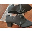 Zapatos de baile negros de suela blanda para mujer con diseño de cordones, ideales para bailes de salón, latinos y tango.