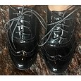 Zapatos oxford de charol azul marino para mujer: zapatos de vestir brogue con cordones y tacón grueso para la oficina, estilo vintage y ocasiones formales.