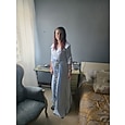 Ligne A Fourreau Colonne Longueur au sol Broderie perlée Robe d'invité de mariage Robe de Cérémonie Robe de Mère de Mariée  Manche 3/4 Col en V Col de chemise Élégant ancien Luxueux Formel Satin avec