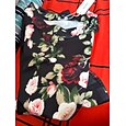Blusa de mujer negra con estampado floral, mangas de gasa elástica, escote barco, informal, cómoda, para primavera, verano, otoño y vacaciones.