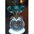 Figura de flor de rosa de champán de cristal hecha a mano con jarrón redondo Regalos románticos de rosa para mujeres en boda San Valentín Flores de vidrio para novia esposa Decoraciones de mesa en