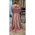 Vestido de noche A-Line de ball gown bordado con cuentas vestido formal vestido elegante de madre de la novia largo hasta el suelo con media manga cuello de camisa de satén con abertura y aplicaciones