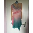 Vestido de patinaje artístico Mujer Chica Patinaje Sobre Hielo Vestidos Rosa Dedo Pulgar Teñido Halo Alta elasticidad Profesional Competición Ropa de Patinaje Mantiene abrigado Cristal / Strass Manga