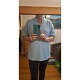 Mujer Camisa de gofres Camiseta Tee Tops de punto gofre Plano Elegante Clásico Moderno Manga Corta Escote en Pico Tops regulares Diario Festivos Noche Blanco Naranja Verde Trébol Azul claro Negro