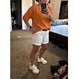 Mujer Camisa de gofres Camiseta Tee Tops de punto gofre Color sólido Clásico Moderno Casual Manga Corta Cuello Barco Tops regulares Diario Festivos Noche Blanco Amarillo Rosa Vino Verano Primavera