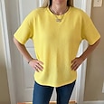 Mujer Camisa de gofres Camiseta Tee Tops de punto gofre Color sólido Clásico Moderno Casual Manga Corta Cuello Barco Tops regulares Diario Festivos Noche Blanco Amarillo Rosa Vino Verano Primavera