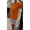 Mujer Camisa de gofres Camiseta Tee Tops de punto gofre Color sólido Clásico Moderno Casual Manga Corta Cuello Barco Tops regulares Diario Festivos Noche Blanco Amarillo Rosa Vino Verano Primavera