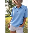 Mujer Camisa de gofres Color sólido Elegante Activo Vacaciones Sin Mangas Media Manga Escote en Pico Cuello de polo Tops largos Casual Diario Exterior Azul / Negro Blanco+Negro Rojo+Rosa Amarillo