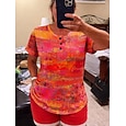 Mujer Camiseta Bloque de Color Estampado Graphic Geométrico Vintage Elegante Clásico Manga Corta Cuello Barco Tops regulares Diario Negro y blanco Negro Blanco Amarillo Rojo Verano Primavera