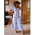 Mujer Vestido Midi Vestido de verano Vestido de una línea Vacaciones Casual Boho Mariposa Playa Ajuste regular Graphic Tribal Manga Corta Cuello redondo Azul Piscina Bleu Ciel Oro negro Negro Verano
