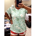 Mujer Camiseta Estampado Floral Graphic Plantas Bohemia Hawaiano Elegante Manga Corta Cuello Barco Tops largos Diario Azul Piscina Negro Rosa claro Amarillo Verde Oscuro Verano Primavera