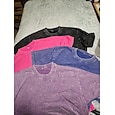 Camiseta de mujer 100% algodón camisa tops vintage lavada camiseta liso vintage moda estilosa de manga corta cuello redondo tops regulares diario salir fin de semana azul negro púrpura fucsia naranja