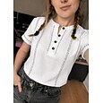 Mujer Camiseta Henley Shirt Camiseta superior Botones A Rayas Moda Manga Corta Henley Tops regulares Casual Playa Verano Blanco Verde Claro Azul Marino Azul cielo Naranja Verano Primavera