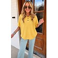 Mujer Camisa de gofres Tops de verano Botones Color sólido Vintage Elegante Sin Mangas Cuello de polo Tops largos Diario Exterior Festivos Amarillo Verde Claro Rosa Verano Primavera Otoño