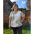 Mujer Tops tejidos con textura Camiseta Ombre Graphic Geometría Elegante Clásico Manga Corta Cuello Barco Henley Tops regulares Diario Deportes Negro y blanco Verde Claro Caqui Arco Iris Verano