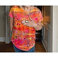 Mujer Camiseta Estampado Graphic Geométrico A Rayas Vintage Elegante Clásico Manga Corta Cuello Barco Tops regulares Diario Azul Piscina Negro Blanco Azul Real Morado Verano Primavera