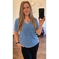 Mujer Camiseta Remera de algodón Camiseta superior Frunce Plano Vintage Moda Elegante Manga Corta Escote en Pico Tops regulares Casual Diario Noche Azul Piscina Azul / morado Negro Verde Ejército