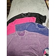softfade™ dames t-shirt van 100% katoen, katoenen shirt, vintage gewassen tops, acid wash, vintage gewassen, effen, vintage mode, stijlvolle tops met korte mouwen, ronde hals, lange tops, casual, dagelijks, uitgaan, roze + oranje