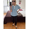 Femmes Chemise gaufrée Hauts d'été Avec Poches Boutons Couleur Unie Bloc de Couleur ancien Élégant Sans manches Col Polo Hauts Longs Occasionnel Quotidien Extérieur Bleu Jaune Rose Claire Rouge Vert