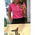Mujer Henley Shirt Vintage Moda Elegante Manga Corta Tops regulares Casual Playa Azul Piscina Negro Morado Naranja Caqui Primavera