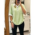 Mujer Camisa de gofres Tops de verano Bolsillo Botones Color sólido Bloque de color Vintage Elegante Sin Mangas Cuello de polo Tops largos Casual Diario Exterior Azul Piscina Amarillo Rosa Rojo Verde