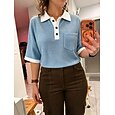 Mujer Camisa de gofres Tops de verano Bolsillo Botones Color sólido Bloque de color Vintage Elegante Sin Mangas Cuello de polo Tops largos Casual Diario Exterior Azul Piscina Amarillo Rosa Rojo Verde