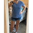 Mujer Camiseta Remera de algodón Camiseta superior Frunce Plano Vintage Moda Elegante Manga Corta Escote en Pico Tops regulares Casual Diario Noche Azul Piscina Azul / morado Negro Verde Ejército