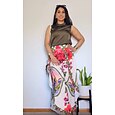 pantalon à fleurs en satin soyeux à motifs de palmiers hawaïens