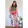 pantalon à fleurs en satin soyeux à motifs de palmiers hawaïens