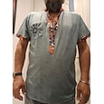 Hombre Tribal Étnico Camiseta Henley Shirt Tee Manga Corta Design Básico Étnico Exterior Casual Diario Verano Marrón Verde Claro Caqui Henley Camiseta Henley