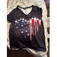 Inspiración del Día de la Independencia Camiseta Patriótica para Mujer Gráfica Bandera Vintage Estilo Clásico Manga Corta Cuello en V Ropa Regular Tops Diarios Impresión Blanca Verano Primavera